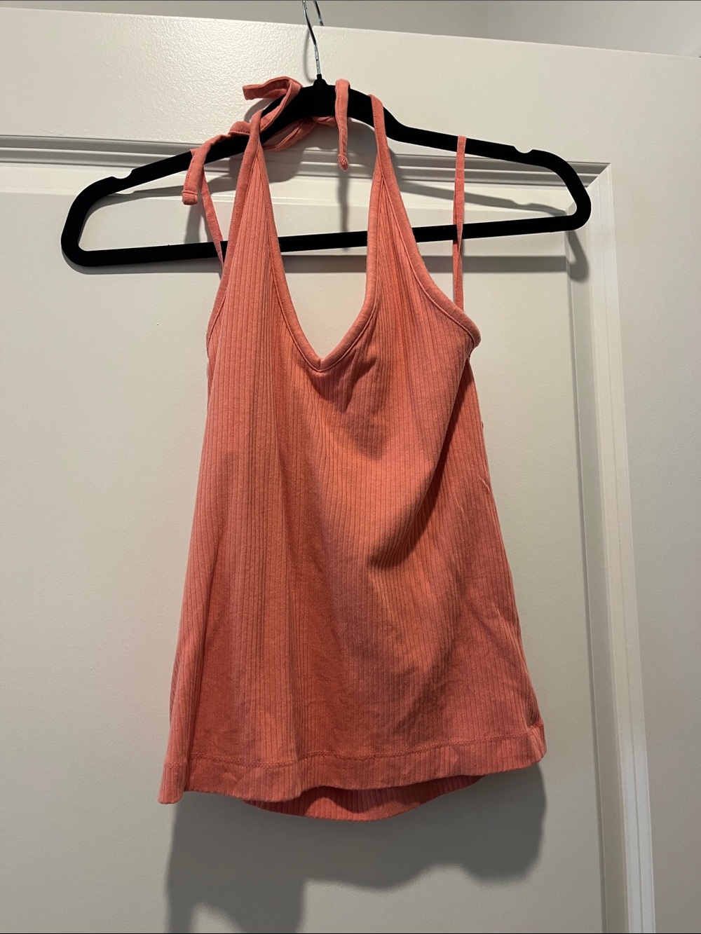 Old Navy Coral Ribbed Halter Tie-Back Tank